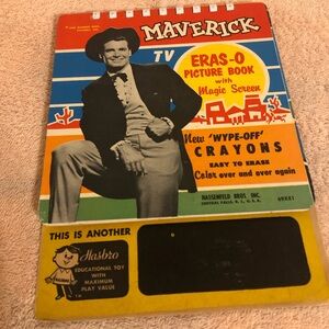 Vintage 1960 Hasbro Eras-O Picture Book With Magic Screen Maverick TV Show RARE